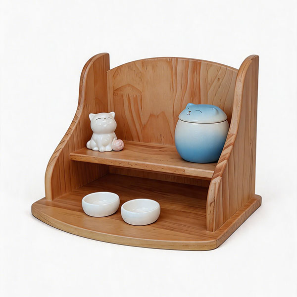 原木色两层沙发造型展示架